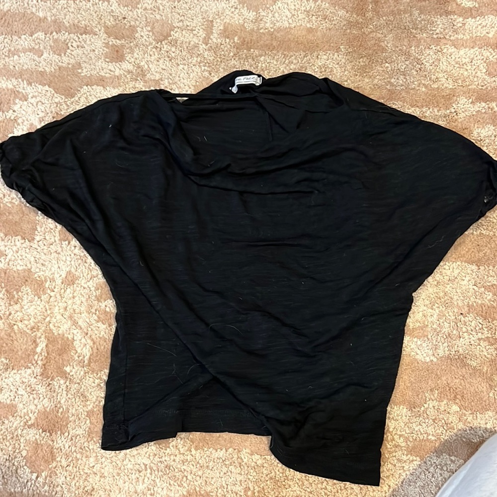 Free People Black cowl neck tshirt